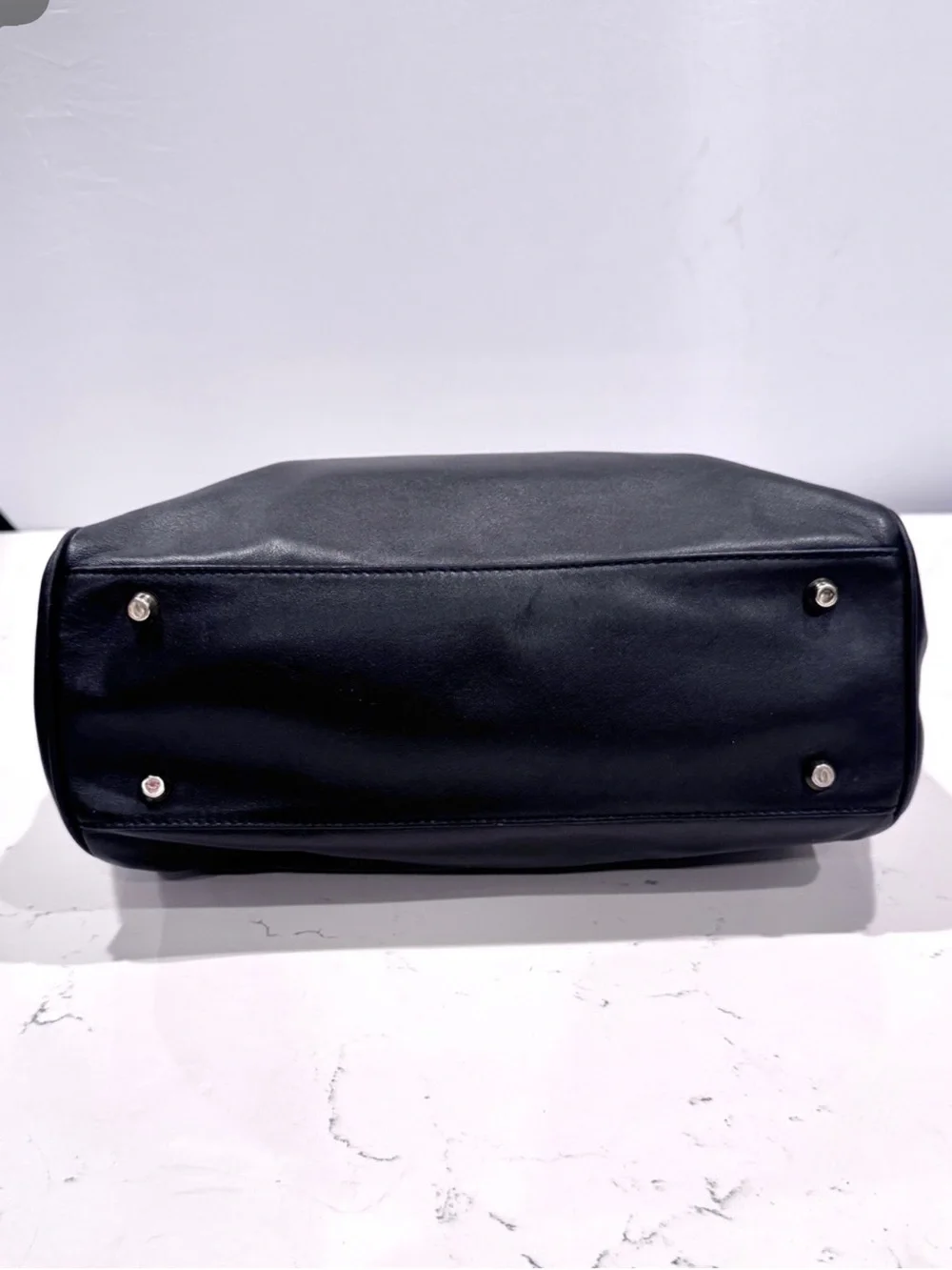 Barneys New York Black Leather Top-Handle Tote